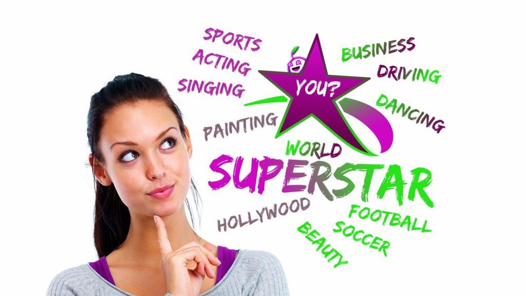 Motivational quote. Women thinking about ways to become a superstar.
