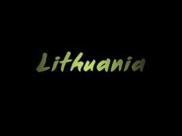 green-word-lithuania-in-black-background
