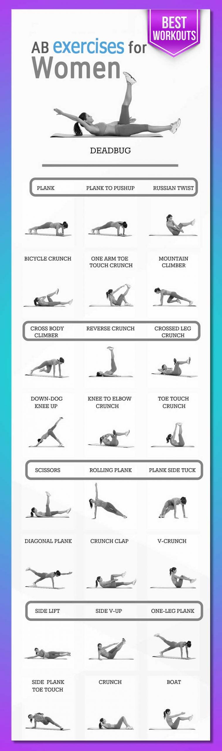 Ab exercises for women. The best workouts. best-workouts-for-women-ab-exercises-no-equipment