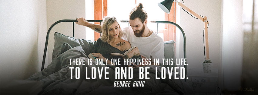 Love quote. Couple in the bed reading the book together.