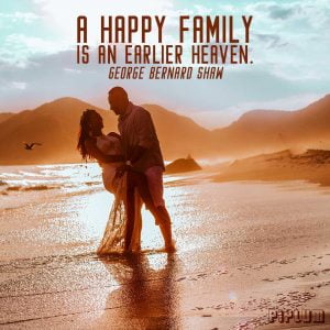 inspirational-Family Quote. Just married couple kissing in the beach during sunset.