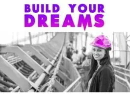 Build-your-dreams-motivational-quote-women-in-construction-helmet-purple