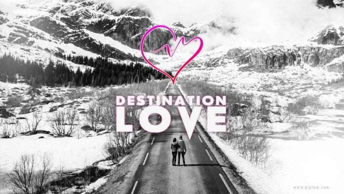 Destination - Love. Quote. destination- Love-Quote-couple-goals-mountains-road-snow-winter