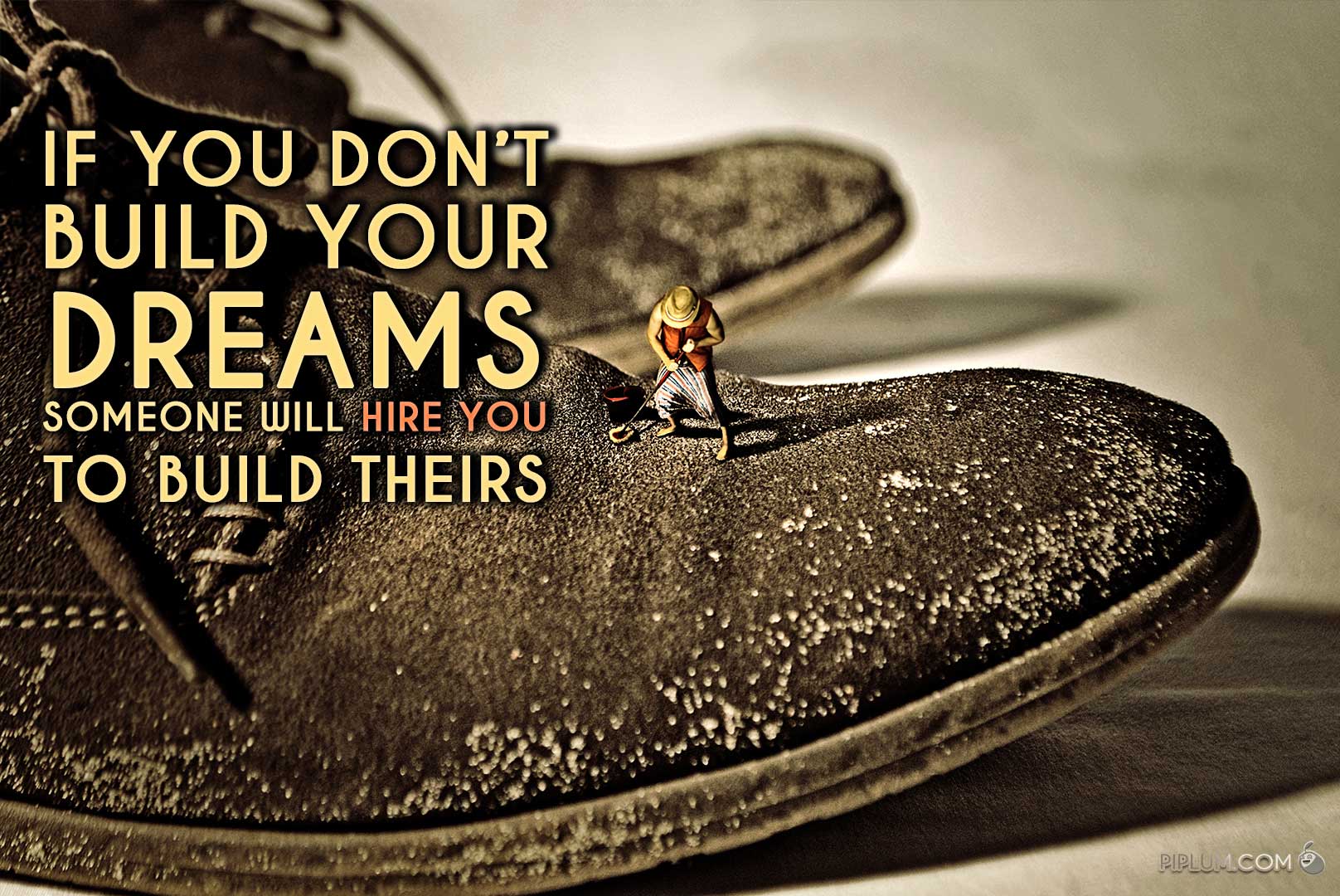 Motivational-Quote-Man-cleaning-his-boss-shoes-Surreal-miniature-photography-photomanipulation