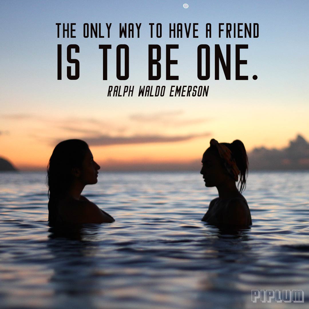 Friendship quote. 2 girls in a water looking to each other.