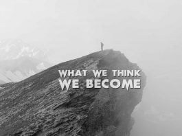 What-We-Think-We-Become.-Inspirational-Quote-man-on-mountain-edge
