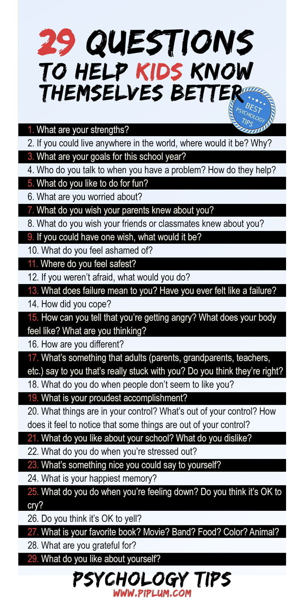 Questions to help kids know themselves better