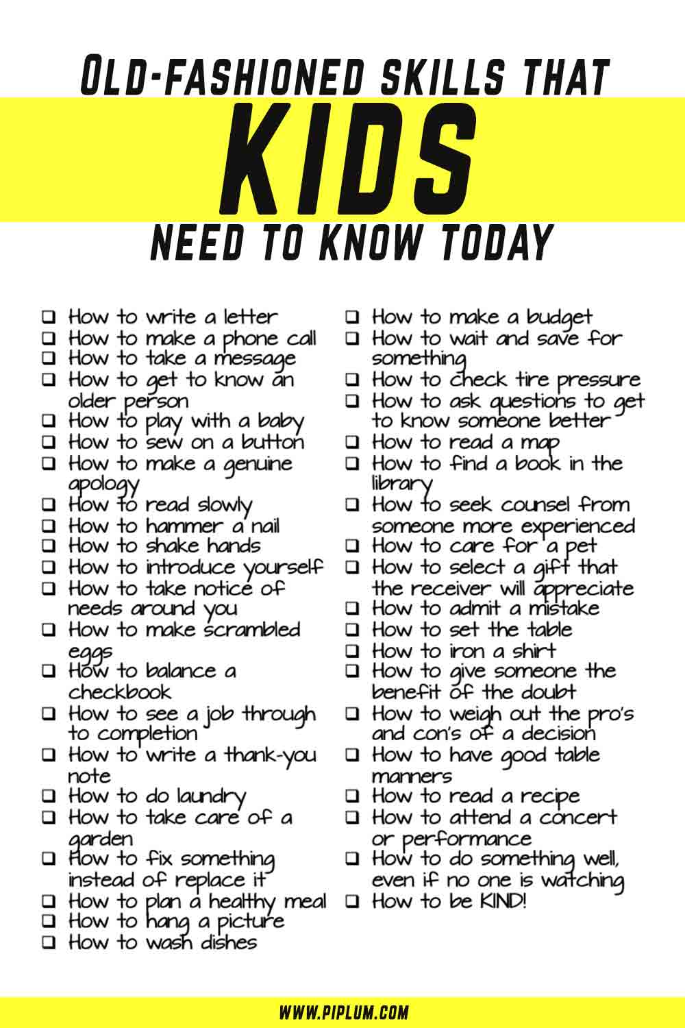 Life skills that kids need today. Inspirational parenting poster. Life-skills-that-kids-need-today-Inspirational-parenting-poster