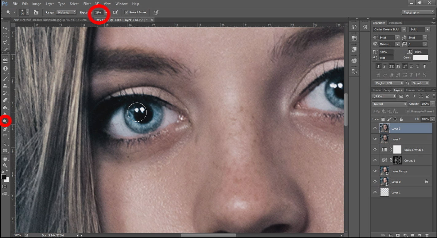 Use dodge tool. face retouching tutorial