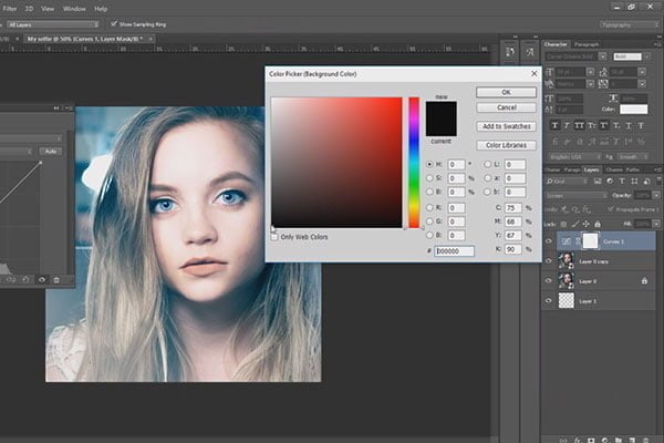 Change curves background from white to black. Best photo editor. How to edit selfie fast tutorial