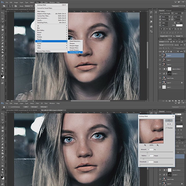 Unsharp mask How to edit selfie like a pro. Tutorial.