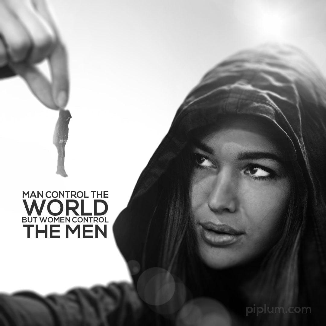Man control the world, but women control the world. women-holding-man-with-her-fingers-Surreal-photography