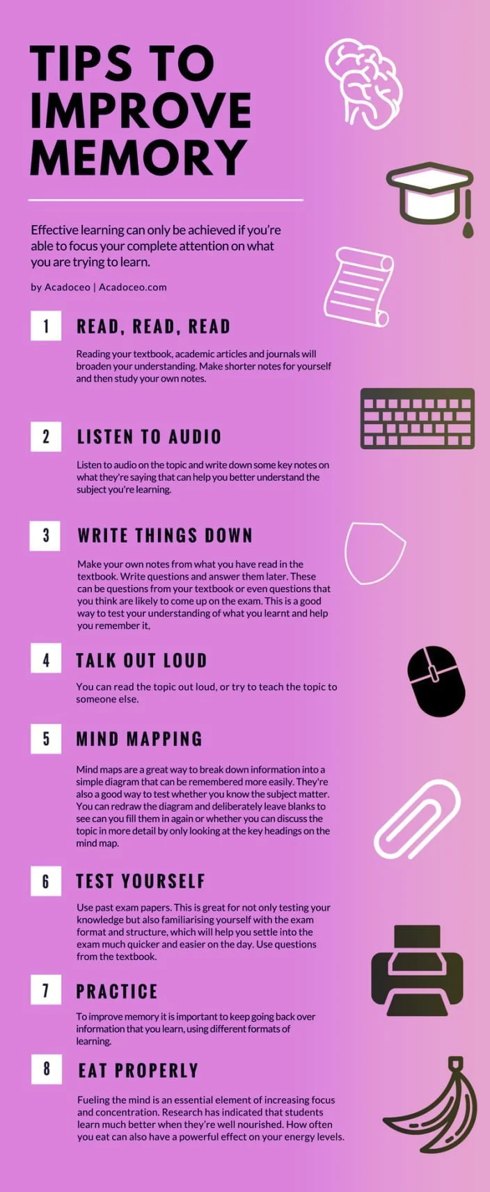 Ways to improve your memory. InfoGraphic. Brain-memory-infographic-printable-poster-tips-to-improve-memory-power