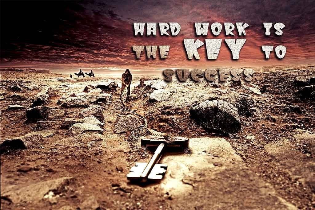 Hard work is the key to success. Work Quote. surreal-desert-hard-work-quote-survive-discover-key-man-camel-mars