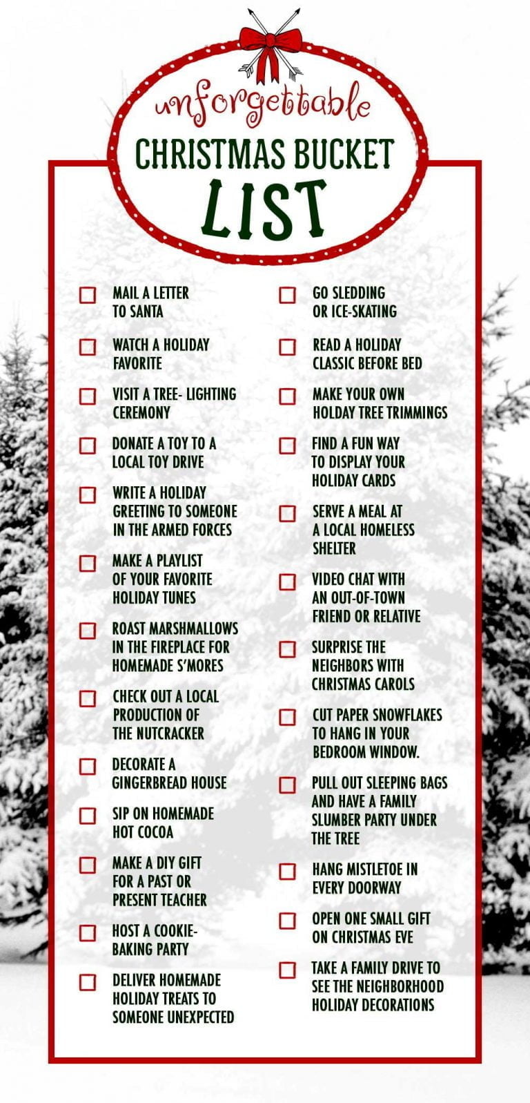 Experience The Best Holiday Ever. Christmas Bucket List for Everyone