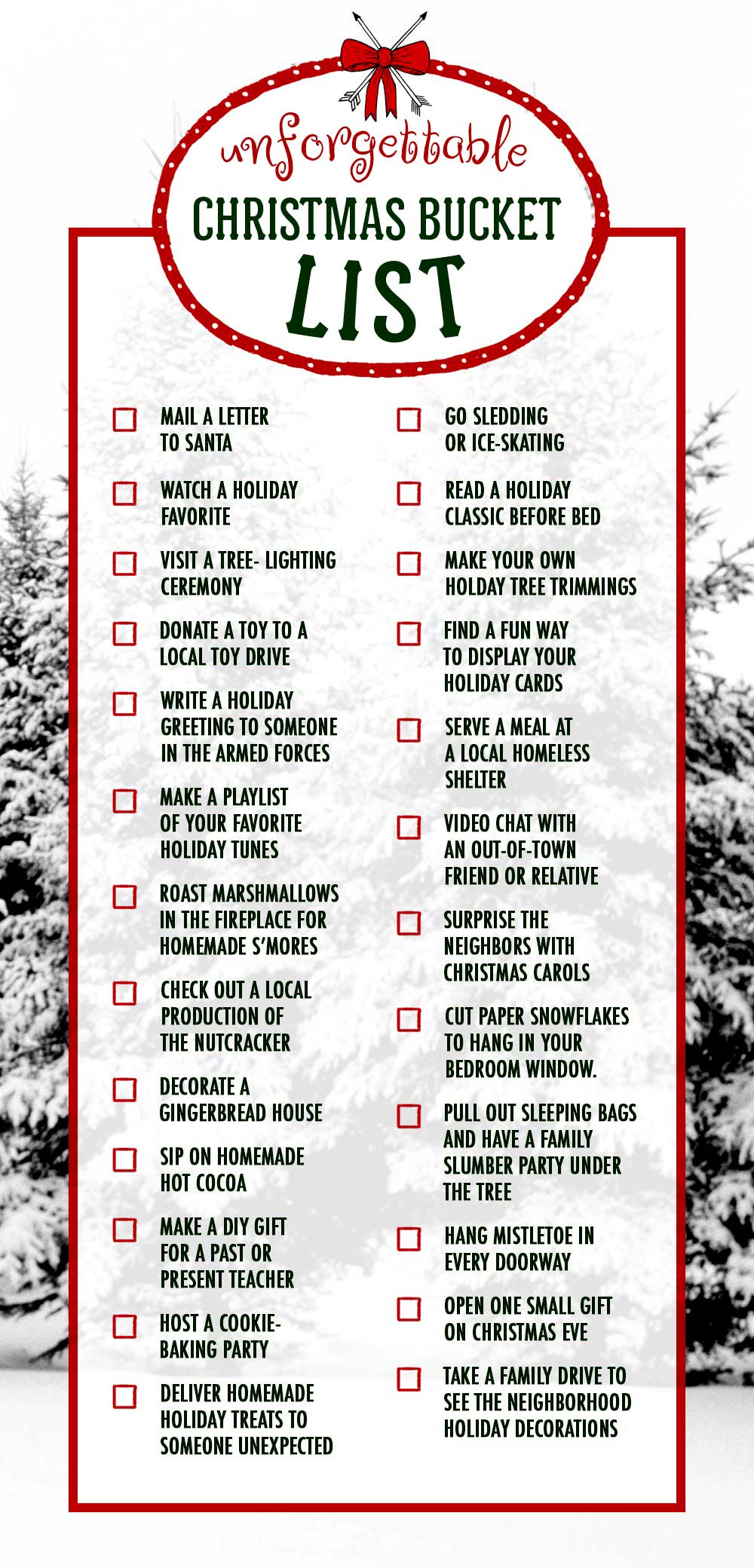 Experience The Best Holiday Ever. Christmas Bucket List for Everyone ...