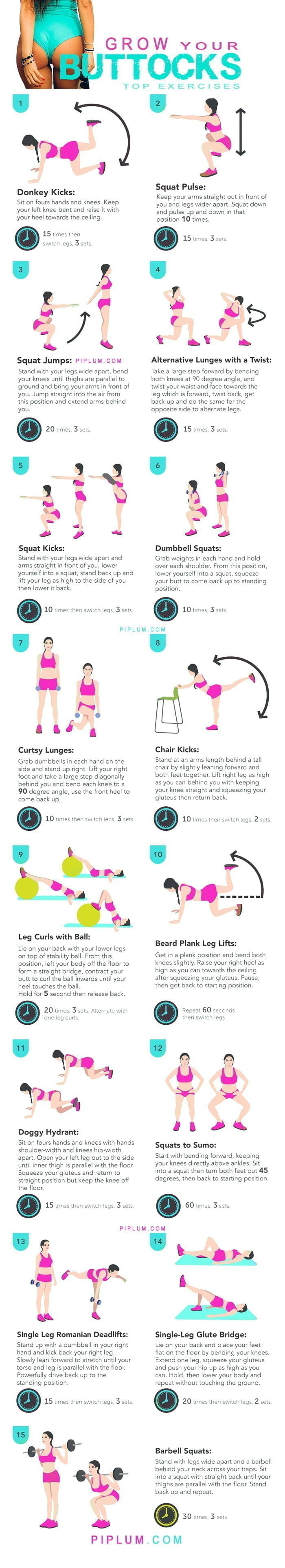 how-to-grow-butt-workout-exercises-butt-poster-infographic