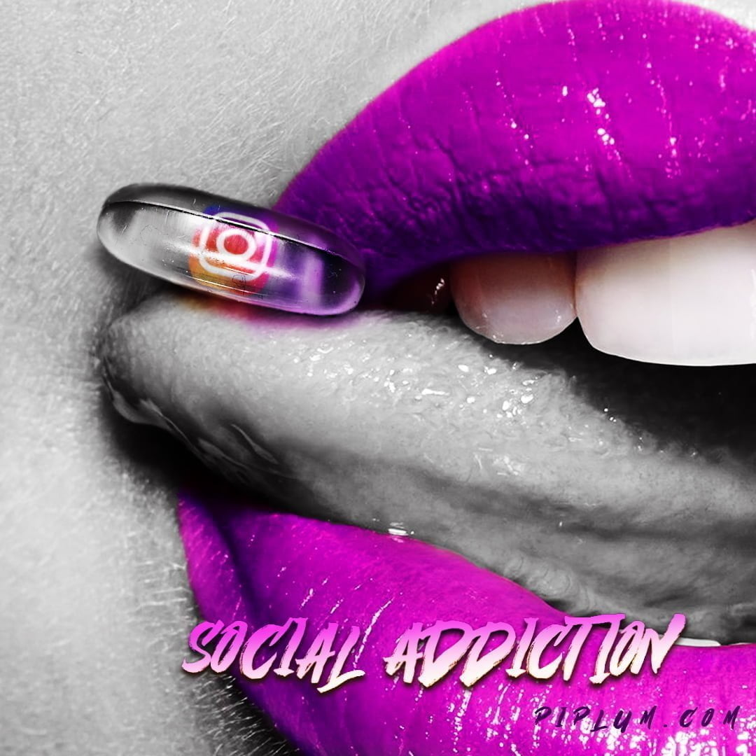 Social-addiction-quote-Instagram-pill-on-the-purple-lips-Piplum-photo-manipulation-art