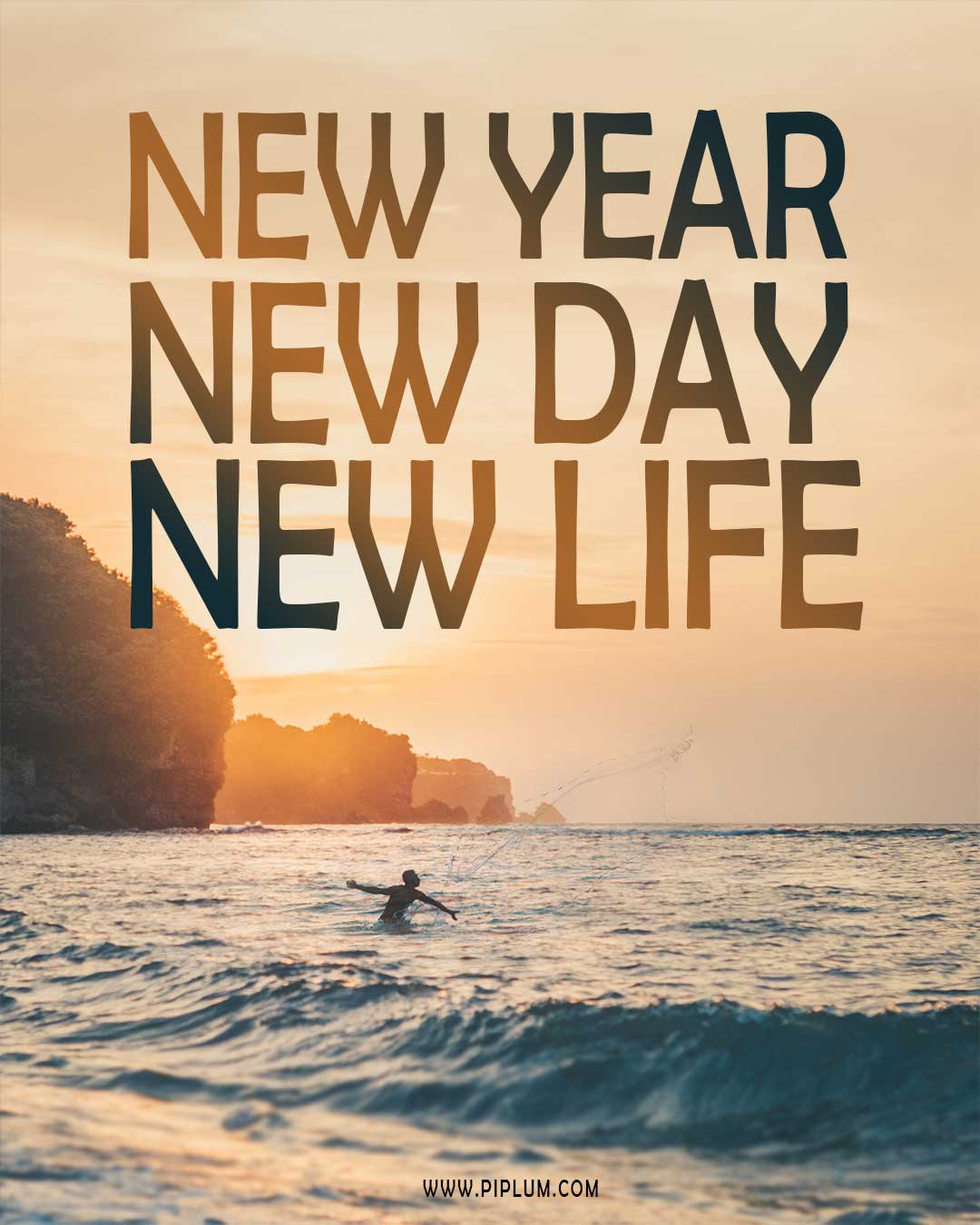New Year New Day New Life. Inspirational Quote For 2021. 