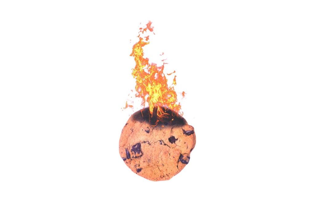 Burning cookie. 20 years ago it was publicly appalled that when the biscuit touched the flame, it ignited. But think about how it can not burn if 30 percent this product consists of fat. Burning-cookie-toxic-food-flames-fire-biscuit-on-fire-fat-calories