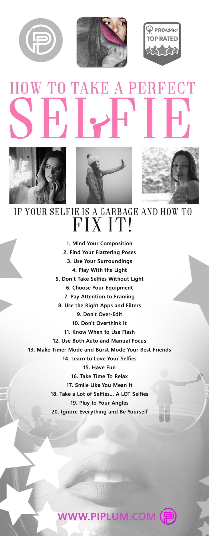 How-to-take-a-perfect-selfie-Tips-Poster-list-printable