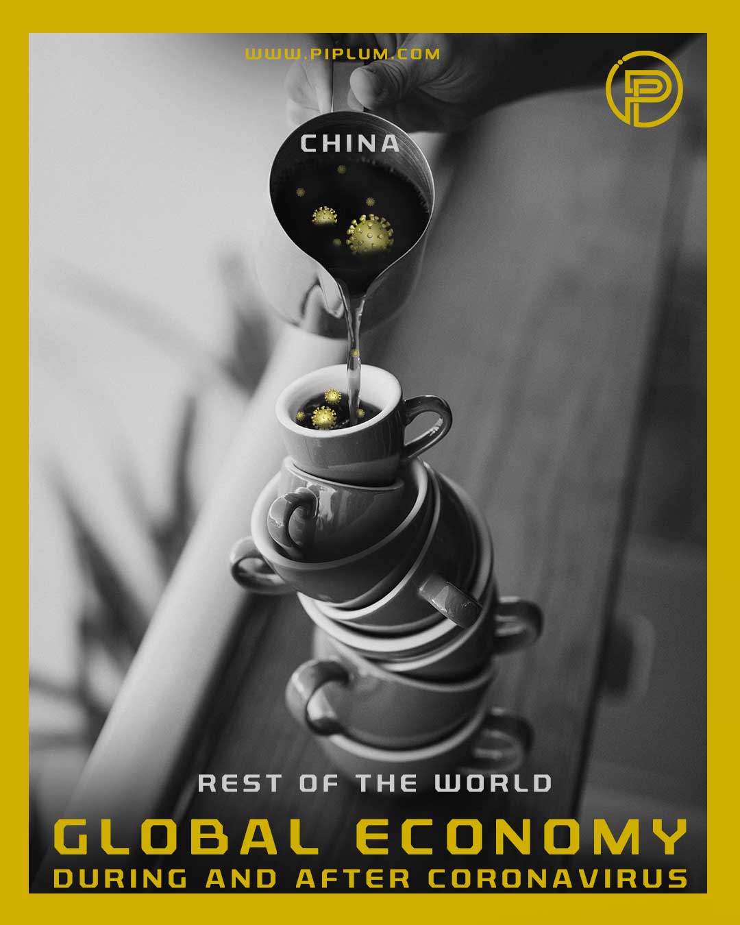 The global economy during and after Coronavirus (COVID-19). Funny poster about a slight economic balance between countries. The-global-economy-during-and-after-Coronavirus-COVID-19-Funny-poster-about-a-slight-economic-balance-between-countries-cups