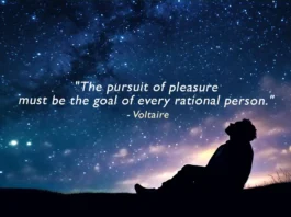 The pursuit of pleasure must be the goal of every rational person. Inspirational quote by Voltaire.