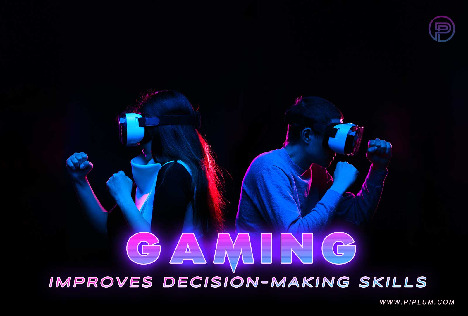 Couple playing virtual reality game. Inspirational quote