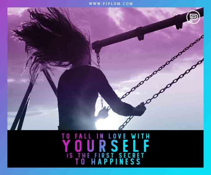 Inspirational quote. To fall in love with yourself is the first secret to happiness. Inspirational quote. To fall in love with yourself is the first secret to happiness.