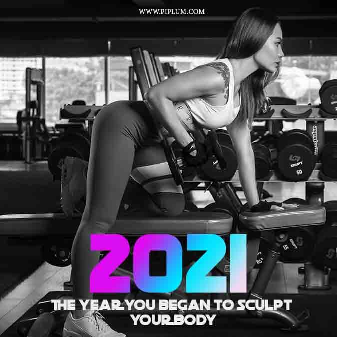 Shape your body and stop bragging. Motivational fitness quote to be active in 2021.