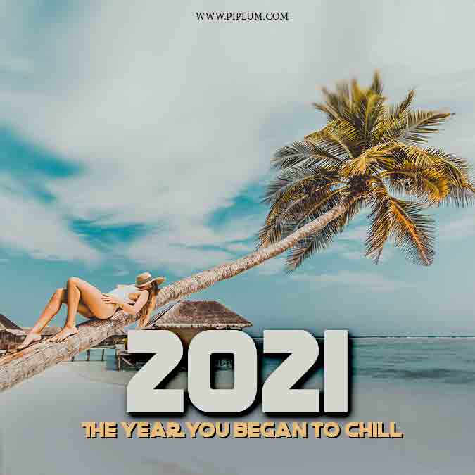 Stay chilled. Motivational beach quote for tropical 2021.