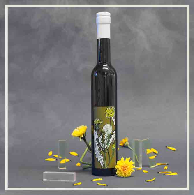 Bottled Dandelion Wine. Bottled Dandelion Wine.