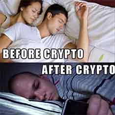 Sleepless crypto nights. Funny crypto quote. 