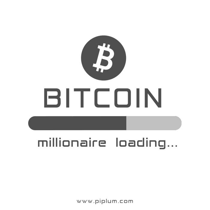 Bitcoin millionaire loading. Cryptocurrency quote. 