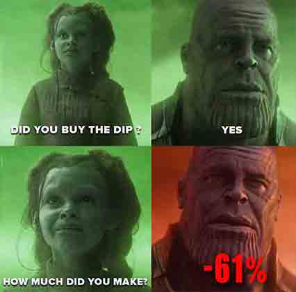 A funny Avengers crypto meme. thanos-avangers-meme-funny-crypto