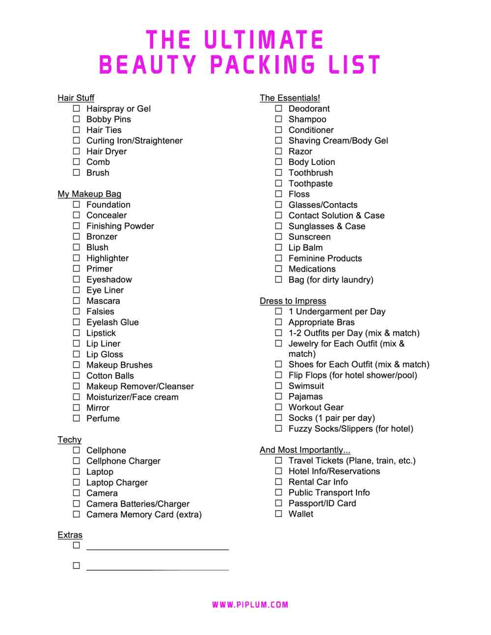 The ultimate beauty packing list for you to use! If You're going on a trip and don't need something on it, just cross it off. The-ultimate-beauty-packing-list-for-you-to-use-If-You're-going-on-a-trip-and-don't-need-something-on-it-just-cross-it-off