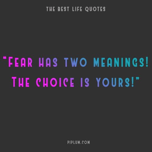 Fear has two meanings. Motivational quote. Motivational-quote-Fear-has-two-meanings-the-choice-is-yours