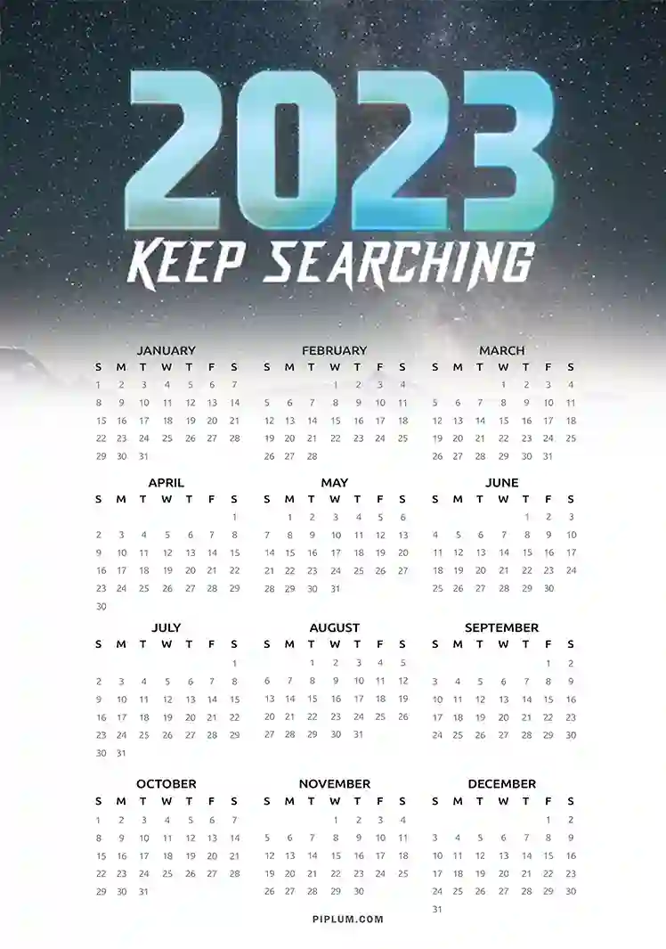 Keep-Searching.-Free-2023-Calendar-A4-Printabl