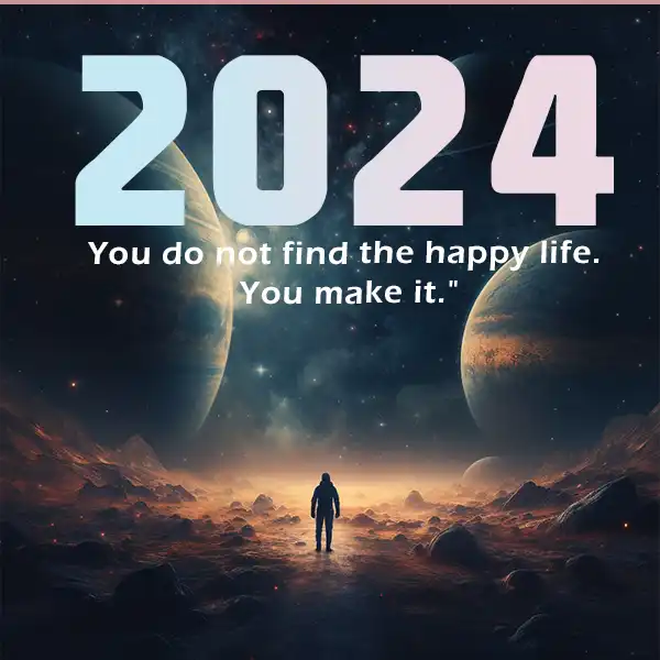 You don't find a happy life. You make it. Inspirational 2024 quote. 