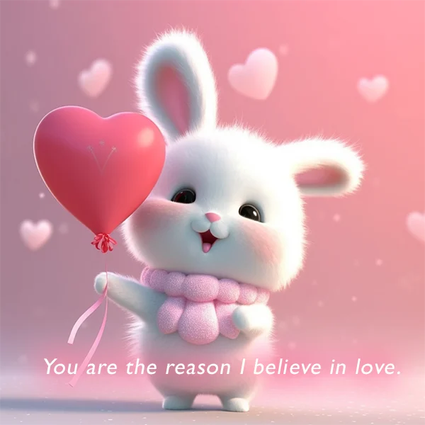 Cute love quote little white bunny