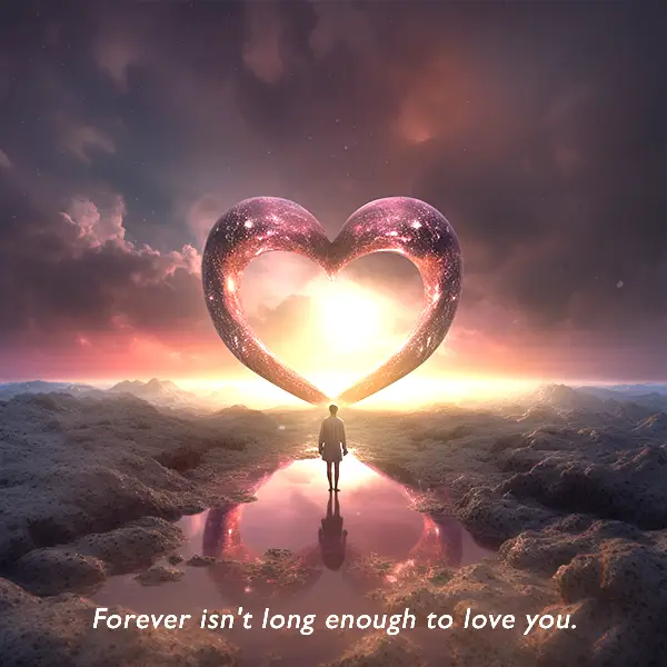 Forever is not long enough to love you. Eternal love quote picture. 