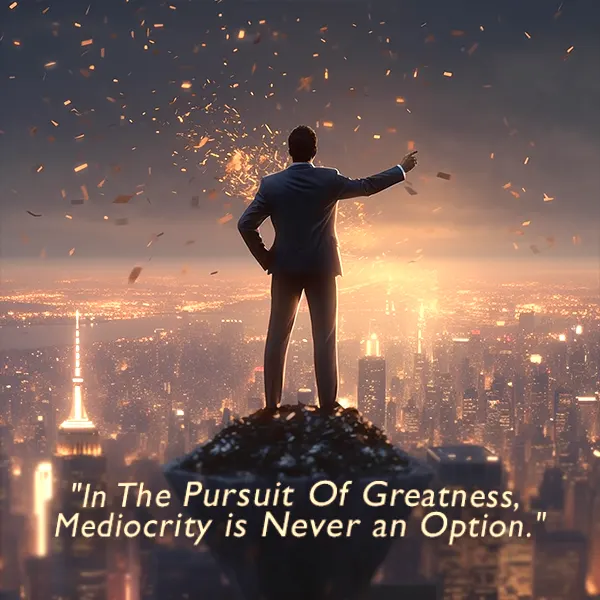 In the pursuit of greatness, mediocrity is never an option inspirational quote