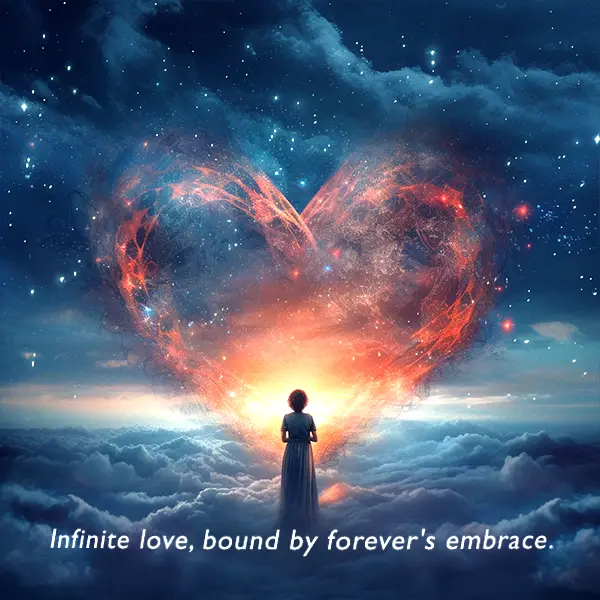 Infinite love, bound by forever's embrace. Eternal love quote. 