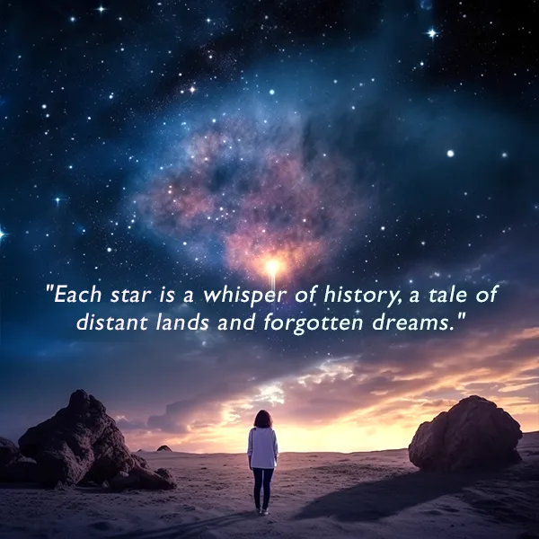"Each star is a whisper of history, a tale of distant lands and forgotten dreams."
