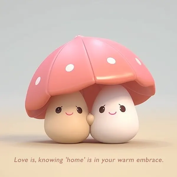 Love is, knowing 'home' is in your warm embrace super cute quote about love. 