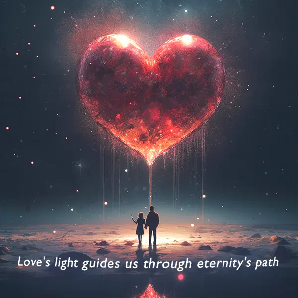 Love's light guides us through eternity's path. Beautiful quote about eternal love. 