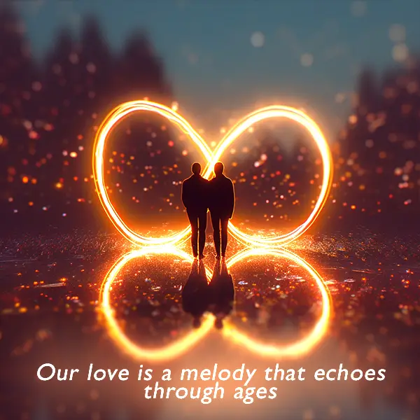 Infinite love quote. Our love is a melody that echoes through ages. Infinite love quote. Our love is a melody that echoes through ages.