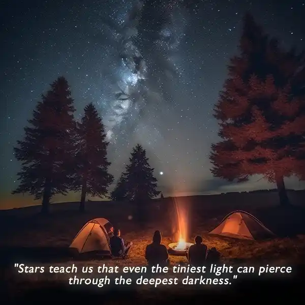 "Stars teach us that even the tiniest light can pierce through the deepest darkness." Star gaze quote. 
