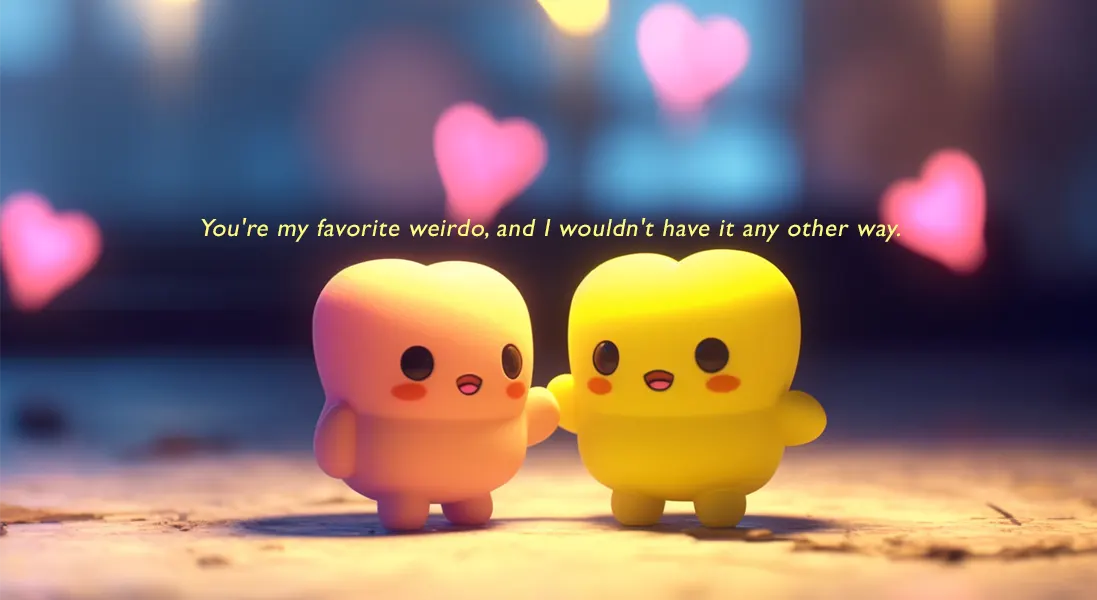 You're my favorite weirdo, and I wouldn't have it any other way. Funny and cute love quote. 