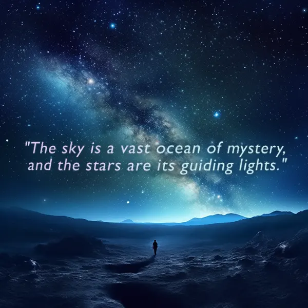 "The sky is a vast ocean of mystery, and the stars are its guiding lights." Inspirational Quote. 